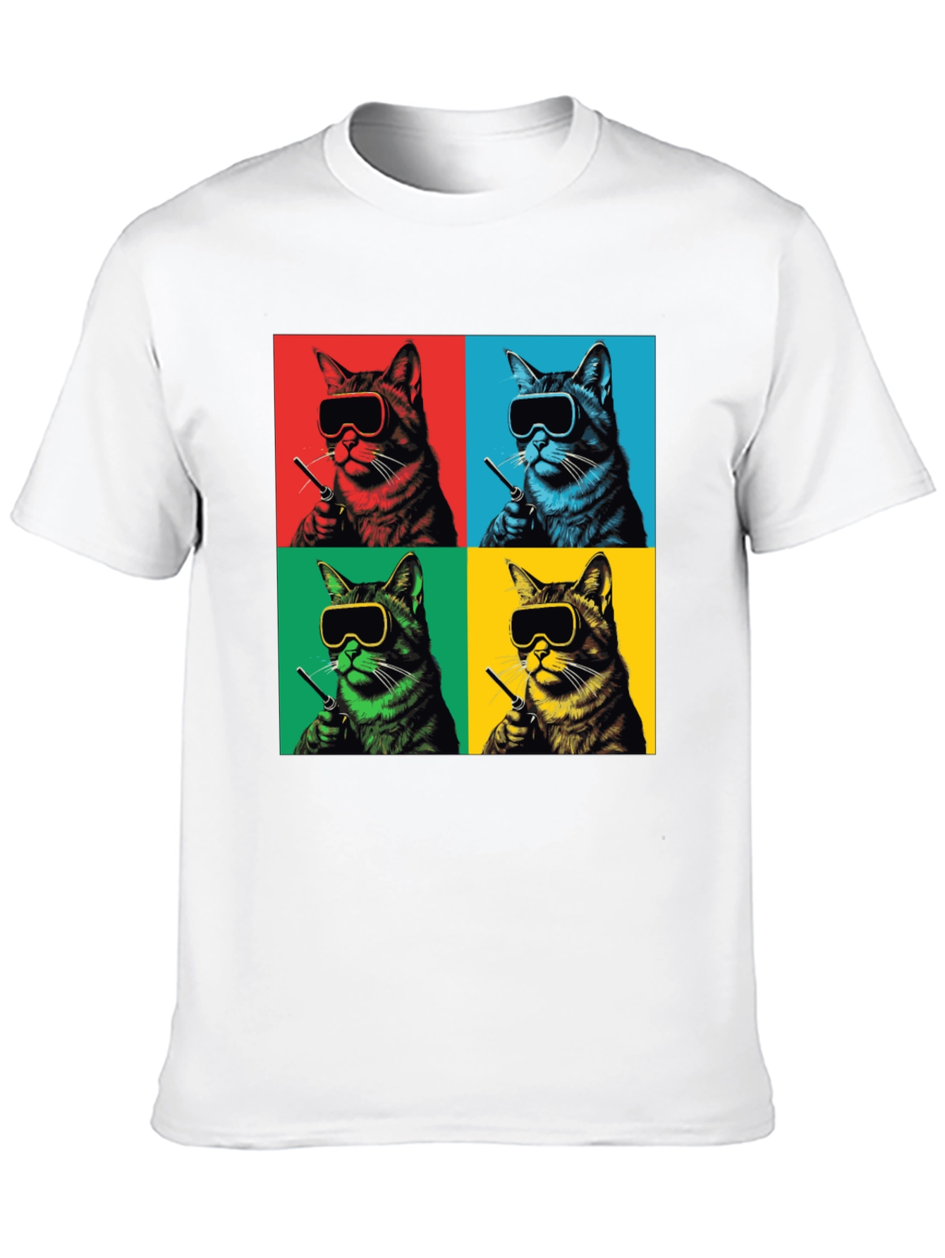 Pop Art Cat T-Shirt - Quirky Feline Style