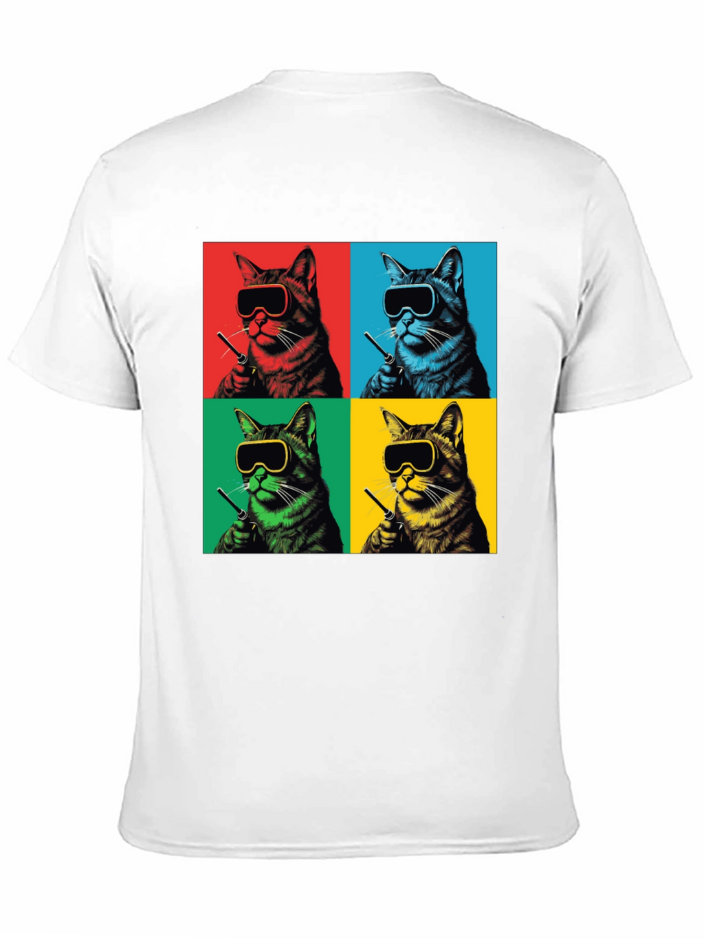 Pop Art Cat T-Shirt - Quirky Feline Style