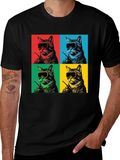 Pop Art Cat T-Shirt - Quirky Feline Style