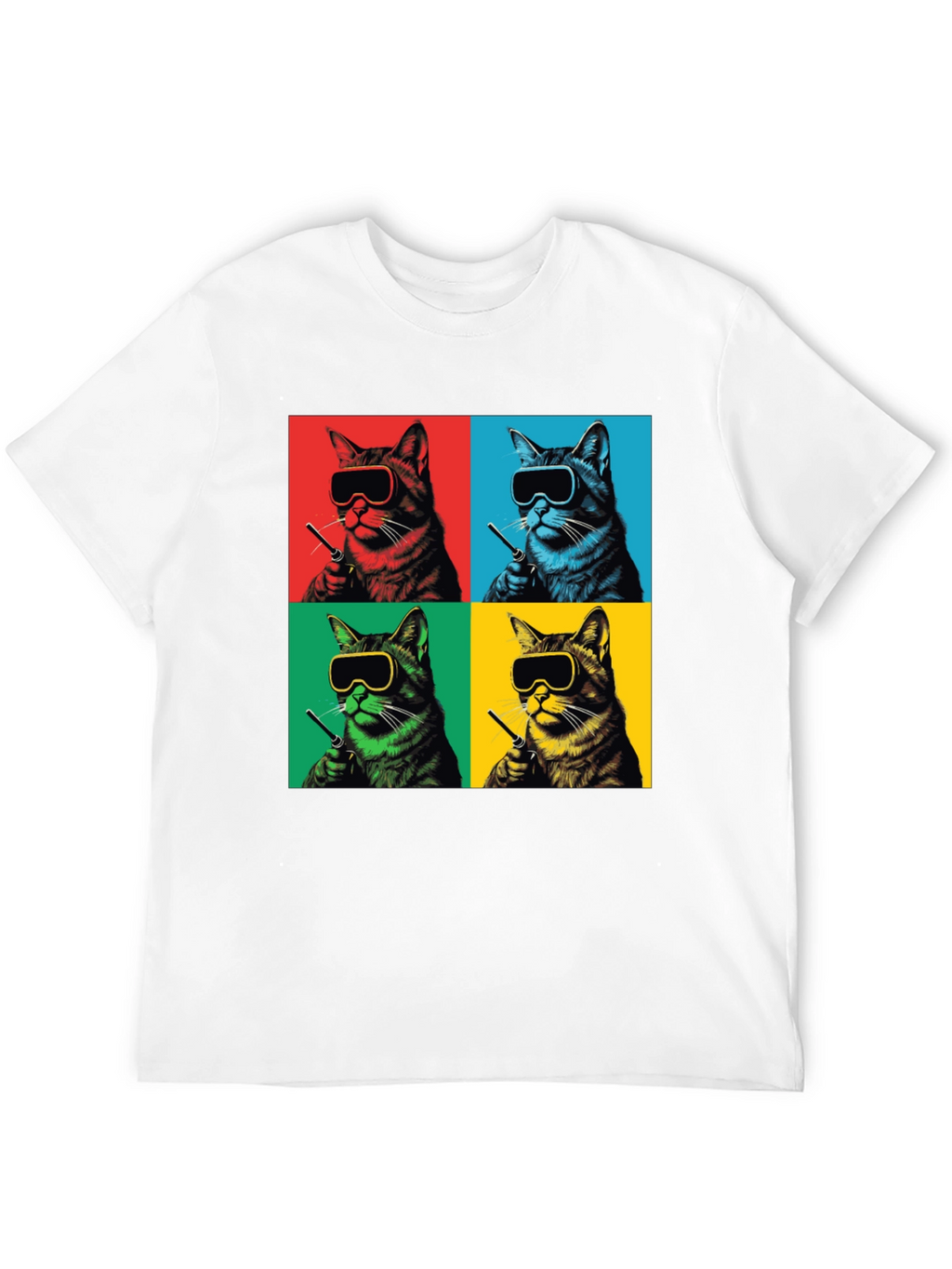 Pop Art Cat T-Shirt - Quirky Feline Style