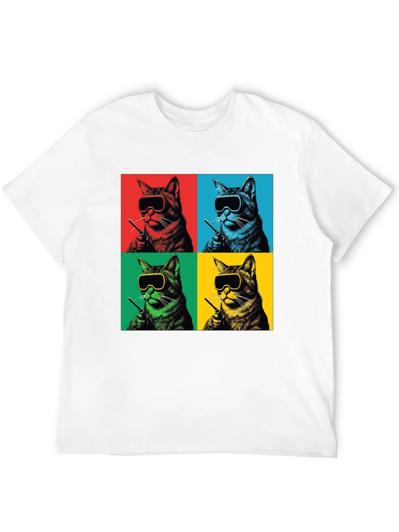 Pop Art Cat T-Shirt - Quirky Feline Style