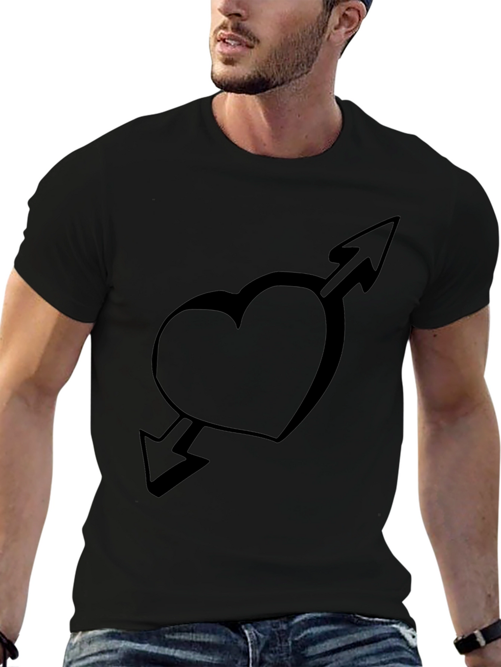Heart and Arrow Graphic Black T-Shirt