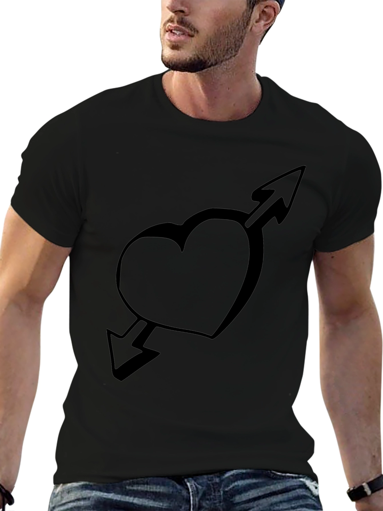 Heart and Arrow Graphic Black T-Shirt