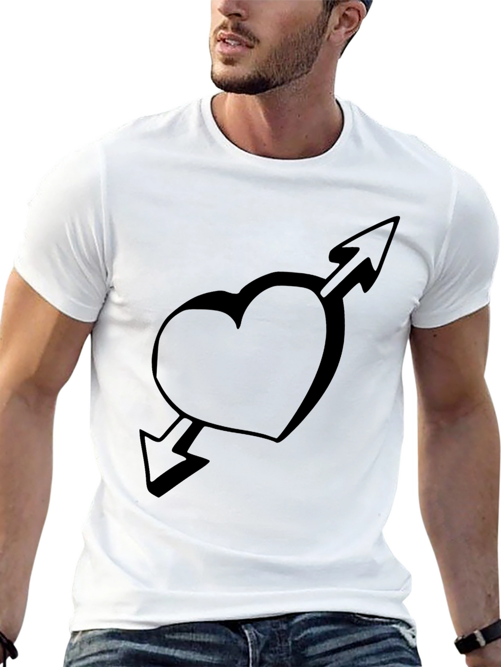 Heart and Arrow Graphic Black T-Shirt