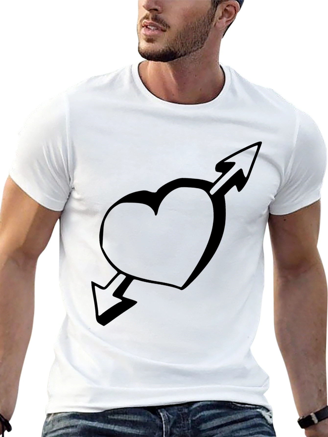 Heart and Arrow Graphic Black T-Shirt