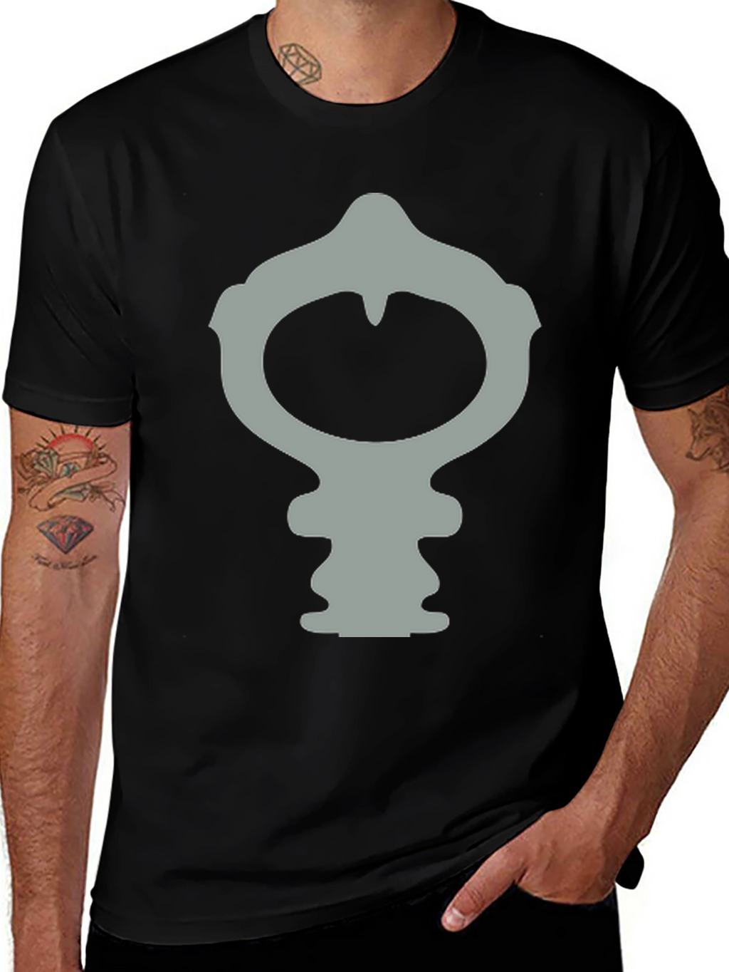 Modern Gray Symbol Black Tee
