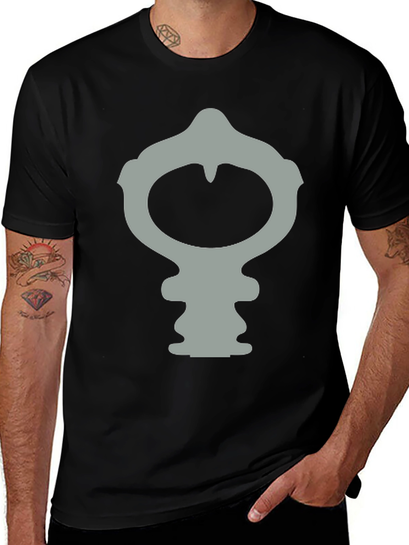 Modern Gray Symbol Black Tee
