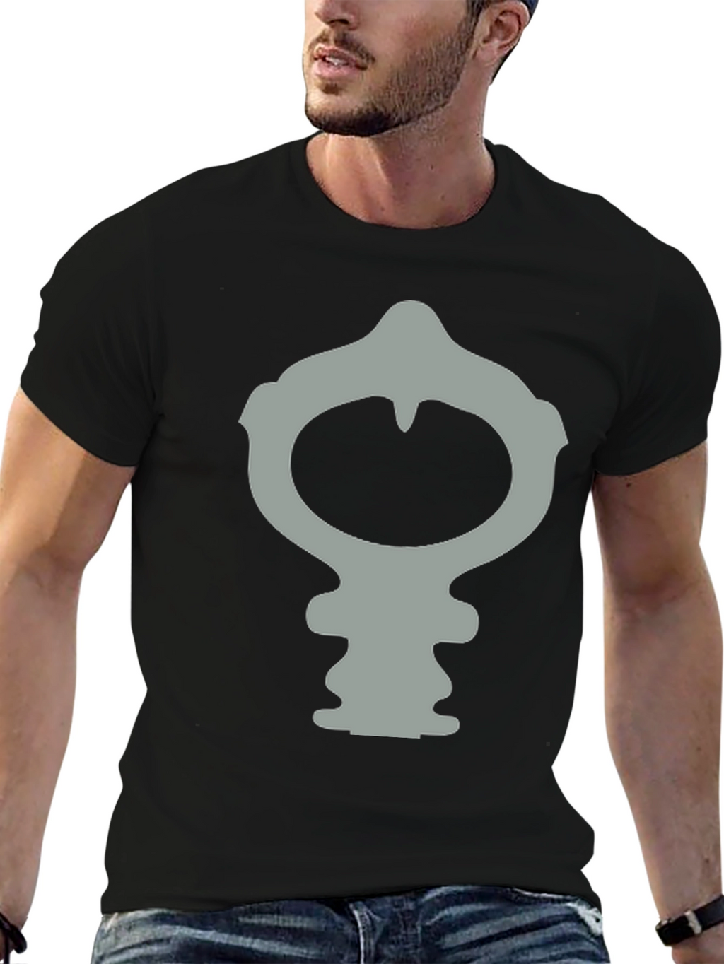 Modern Gray Symbol Black Tee