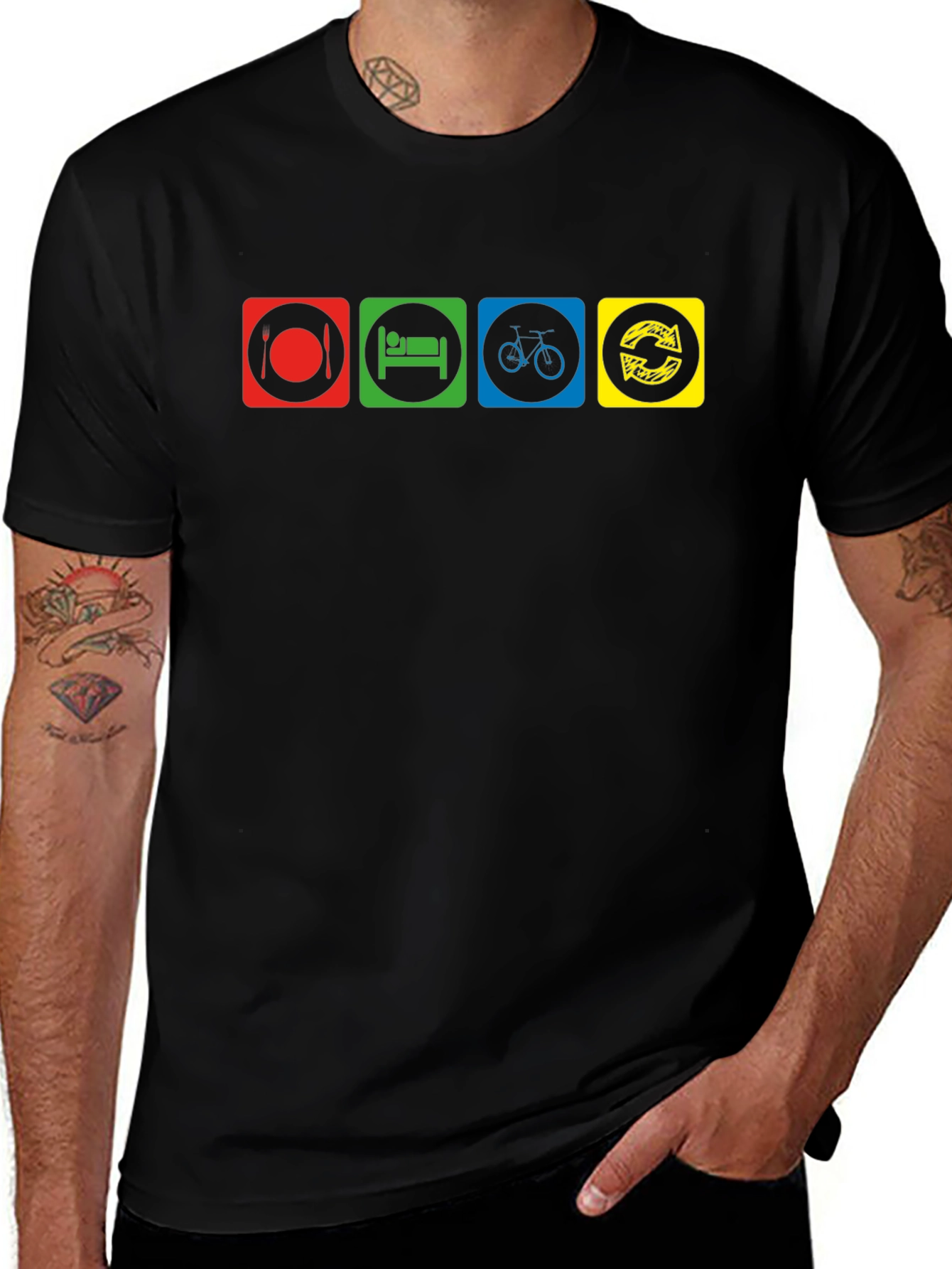 Eat Sleep Bike Repeat Black T-Shirt