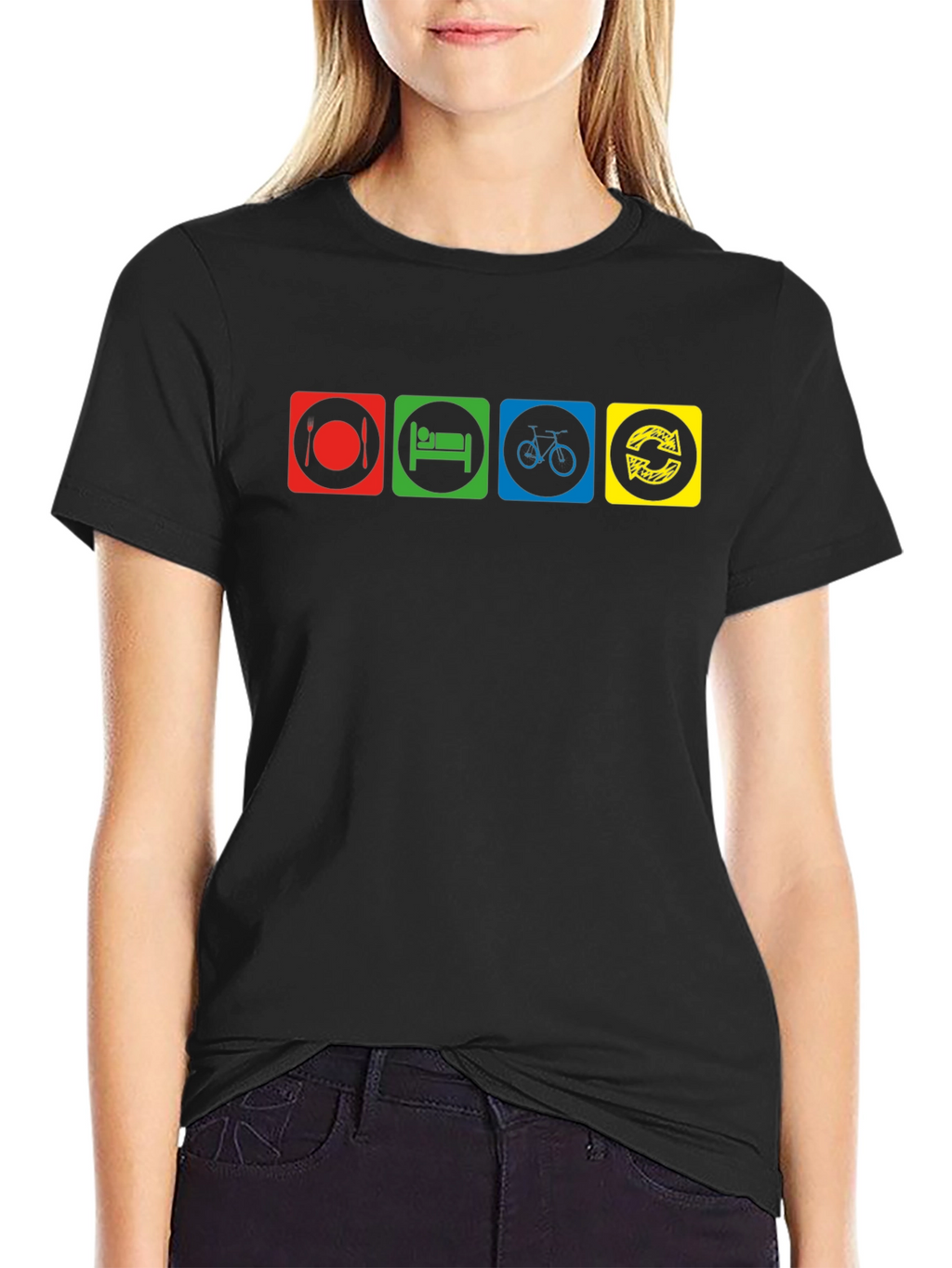 Eat Sleep Bike Repeat Black T-Shirt