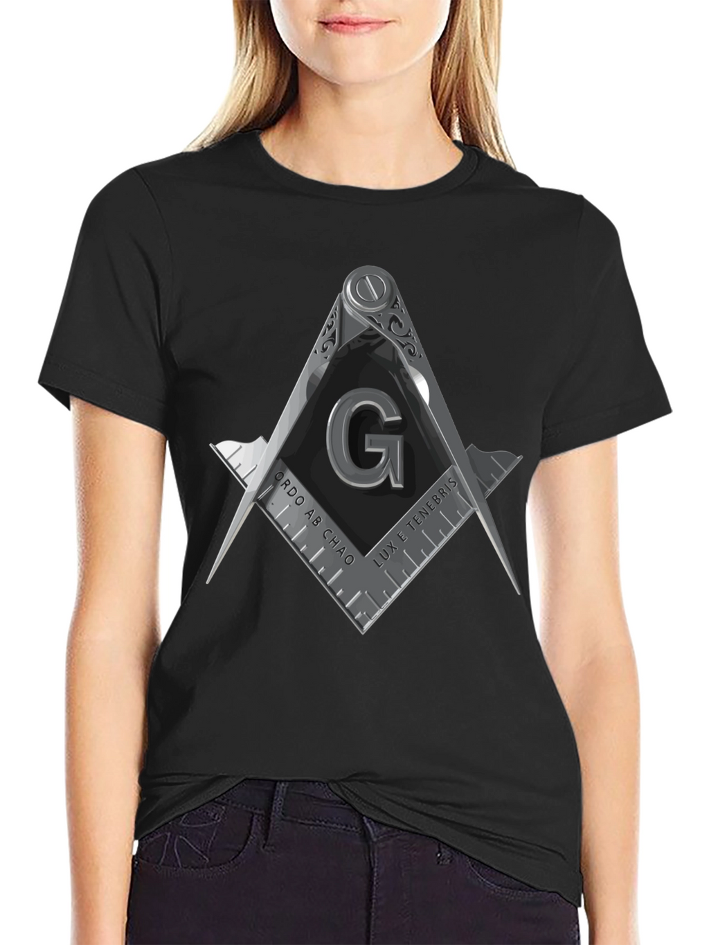 Masonic Symbol Graphic Tee - Square & Compasses Design