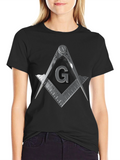 Masonic Symbol Graphic Tee - Square & Compasses Design