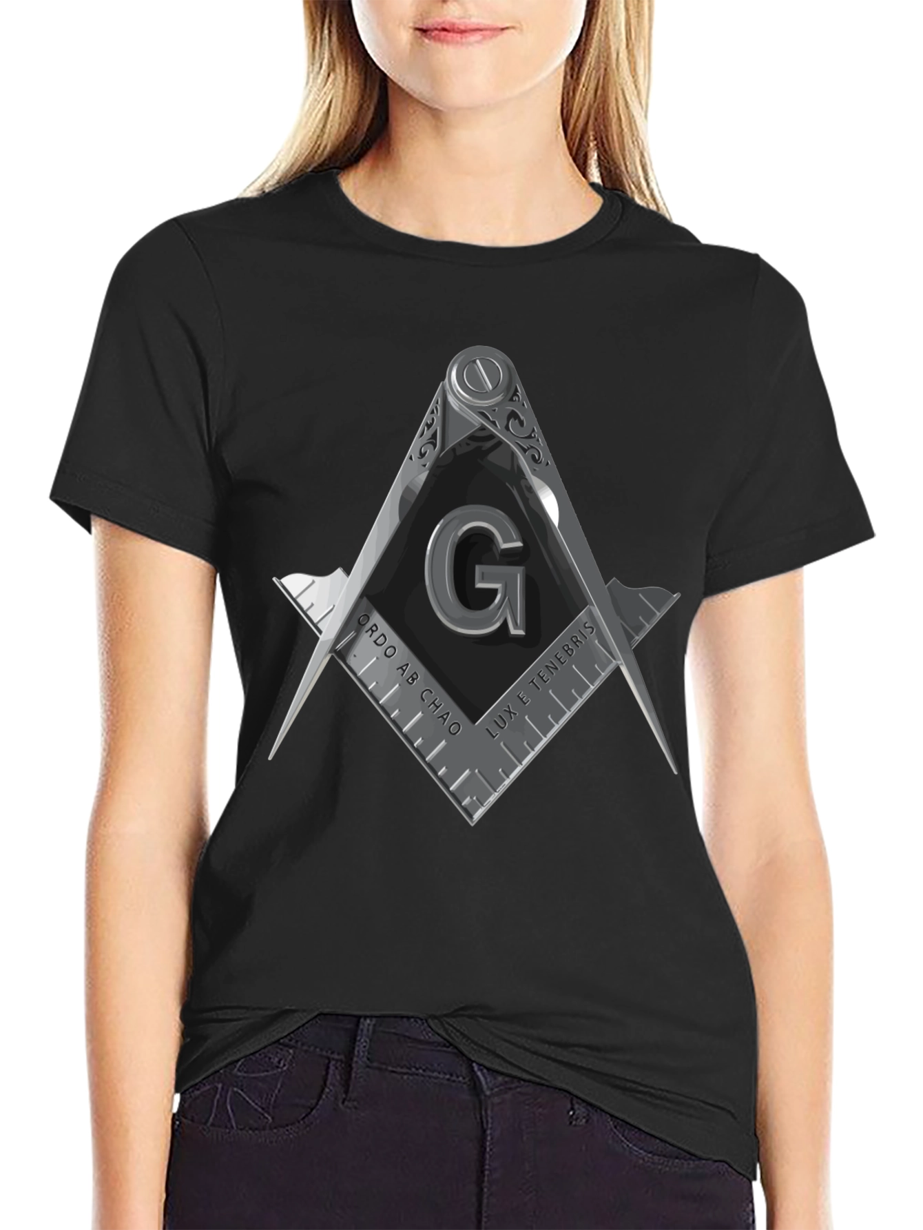 Masonic Symbol Graphic Tee - Square & Compasses Design