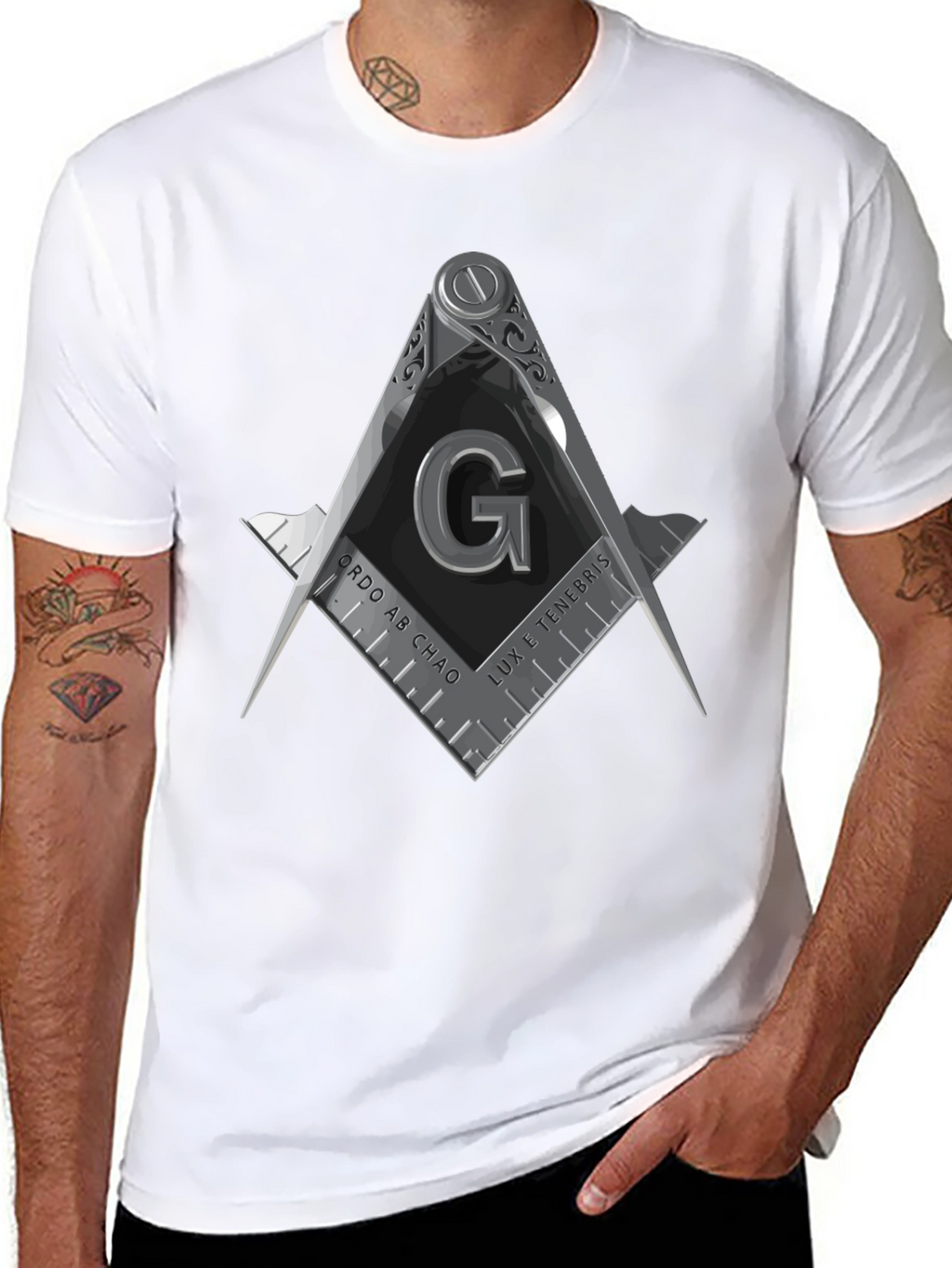 Masonic Symbol Graphic Tee - Square & Compasses Design