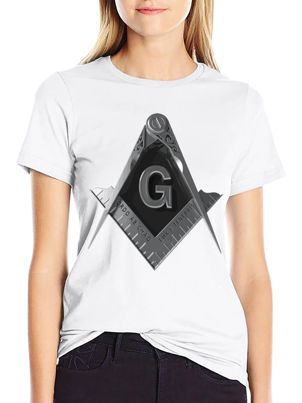 Masonic Symbol Graphic Tee - Square & Compasses Design