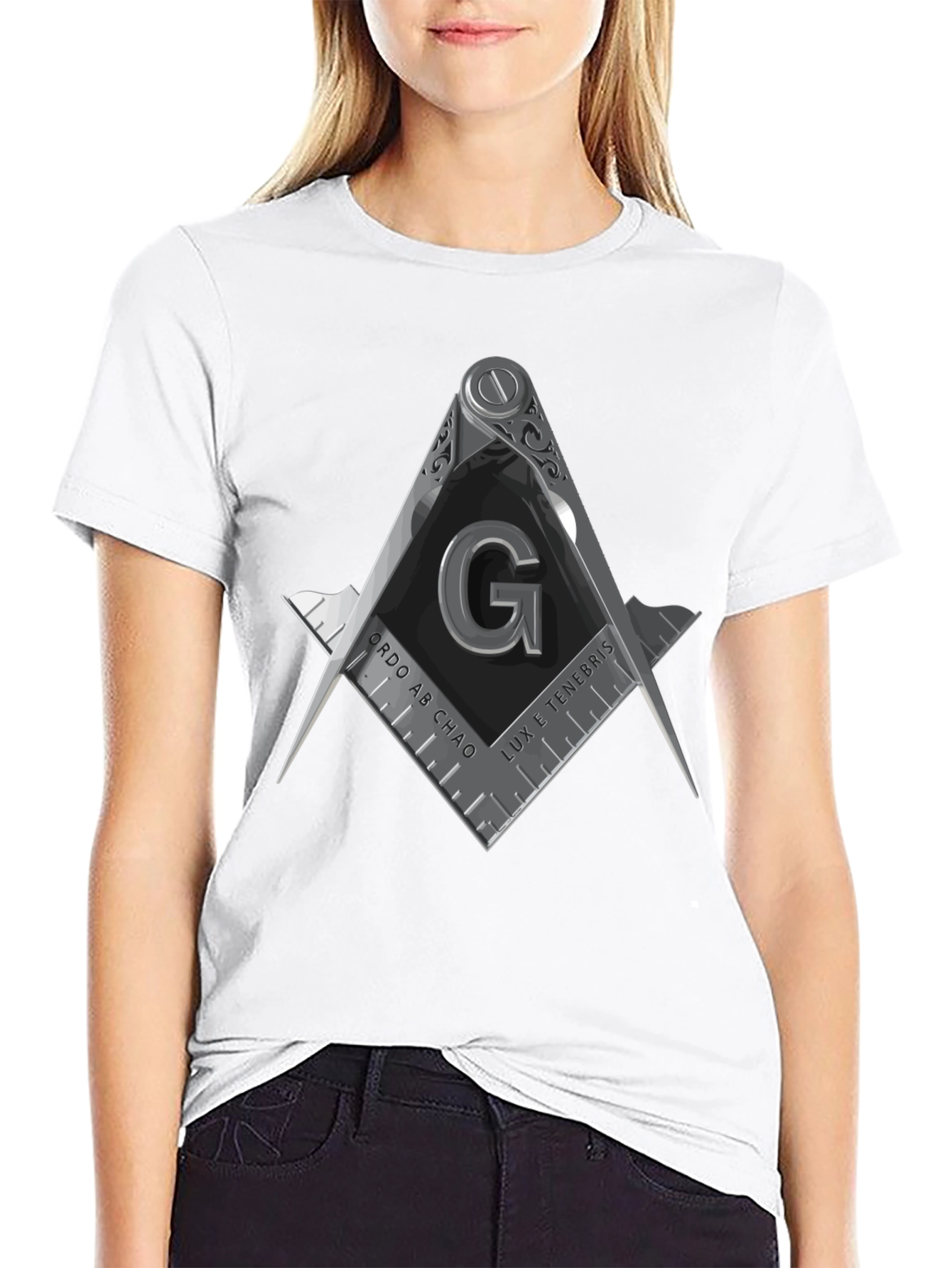 Masonic Symbol Graphic Tee - Square & Compasses Design