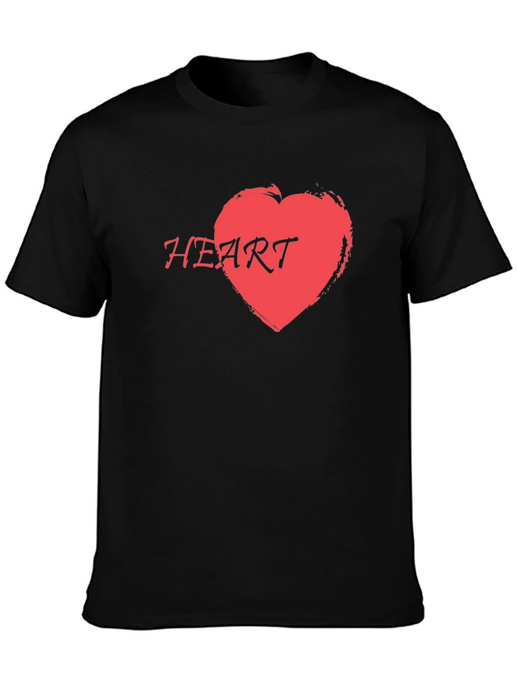 Red Heart Graphic Print Black T-Shirt