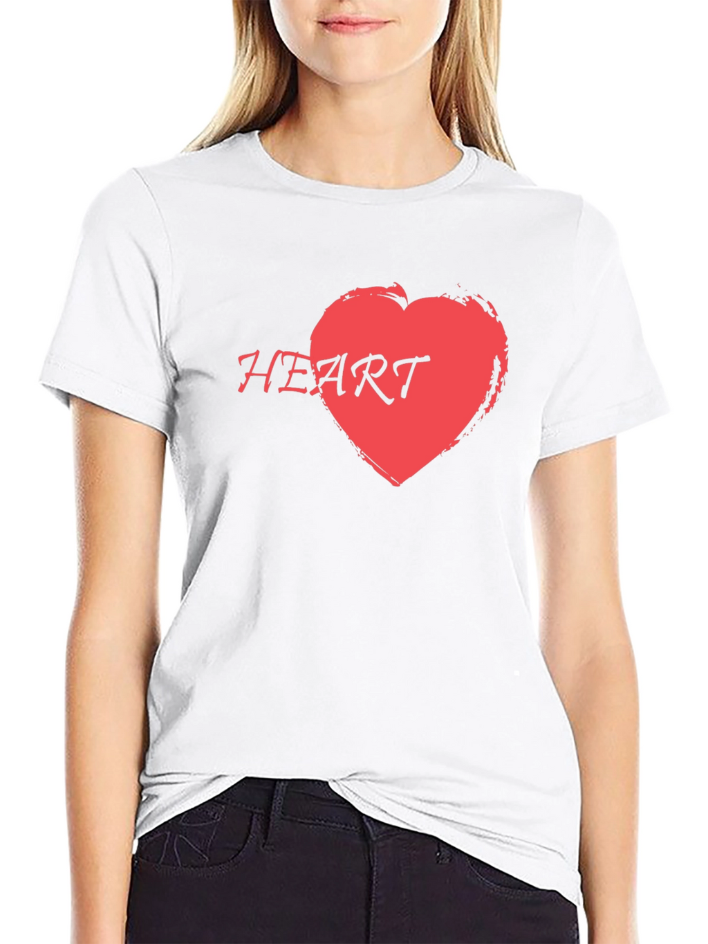 Red Heart Graphic Print Black T-Shirt