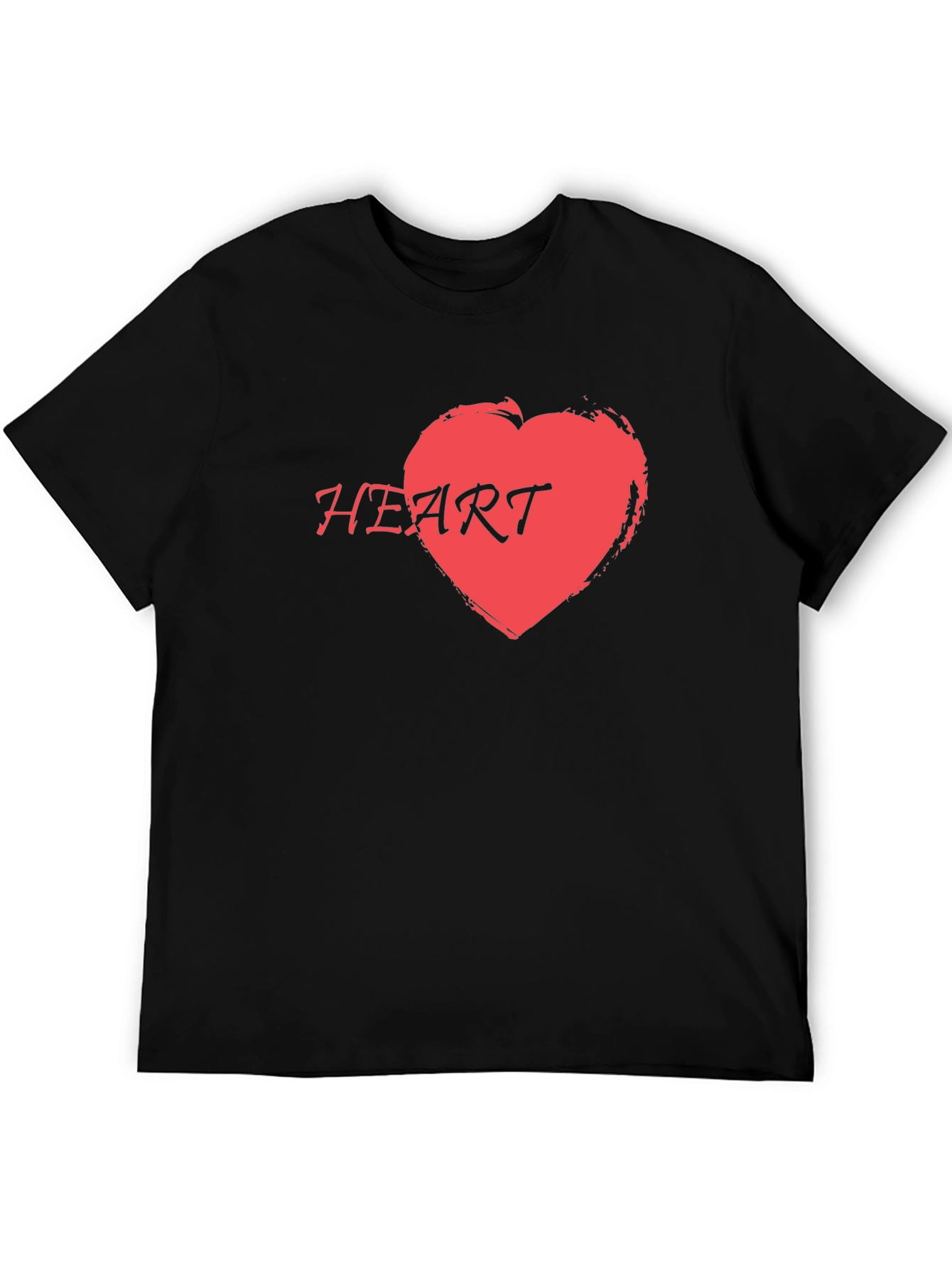 Red Heart Graphic Print Black T-Shirt