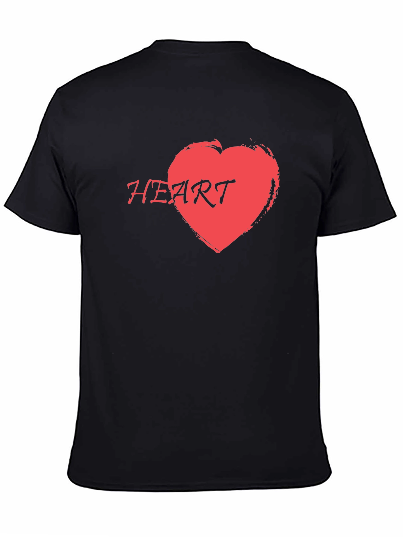 Red Heart Graphic Print Black T-Shirt