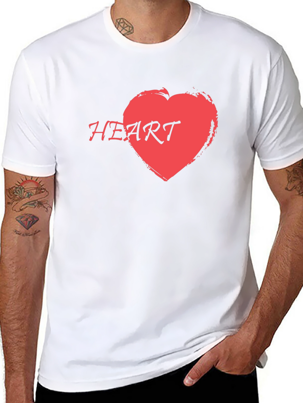 Red Heart Graphic Print Black T-Shirt