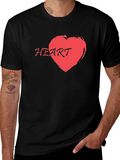 Red Heart Graphic Print Black T-Shirt