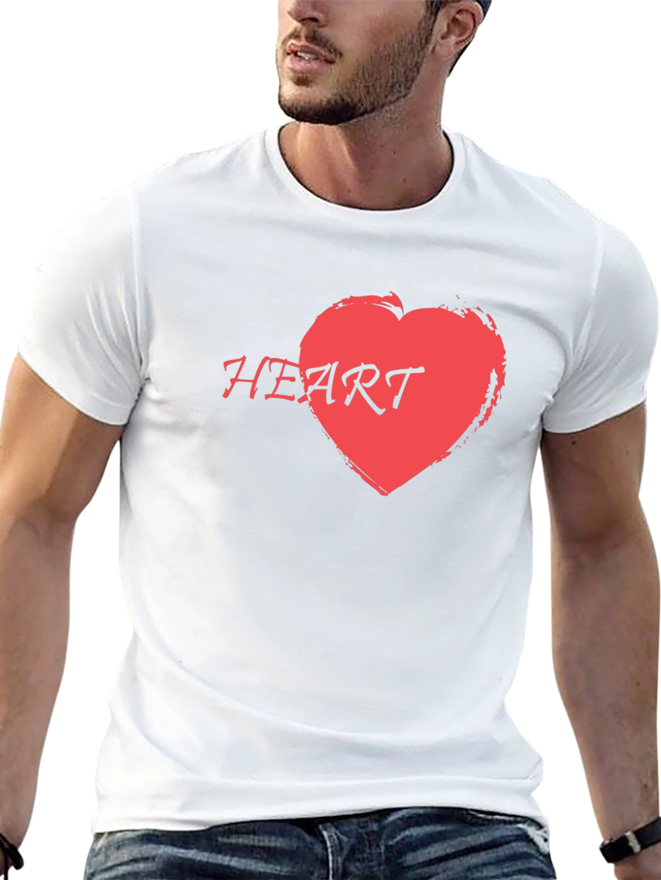 Red Heart Graphic Print Black T-Shirt