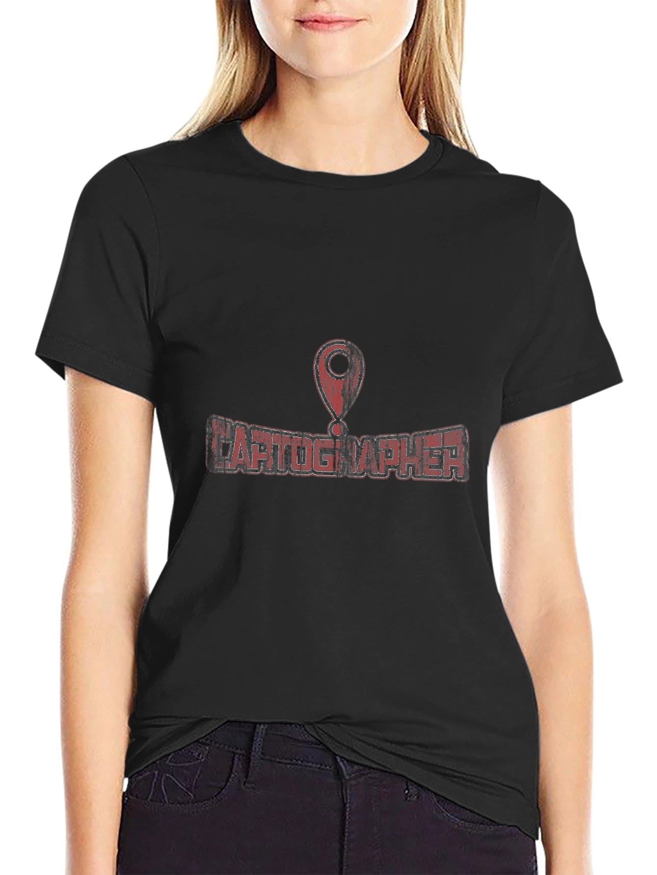 Cartographer Graphic Tee - Black Cotton Map Lover T-Shirt