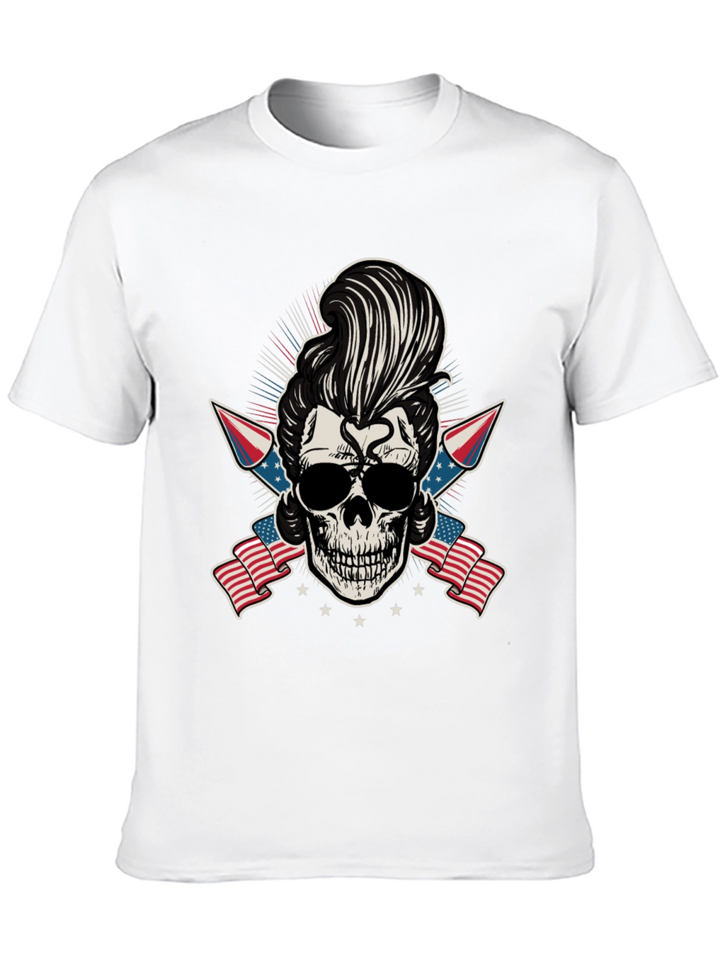 Patriotic Skull T-Shirt: Rockabilly Style