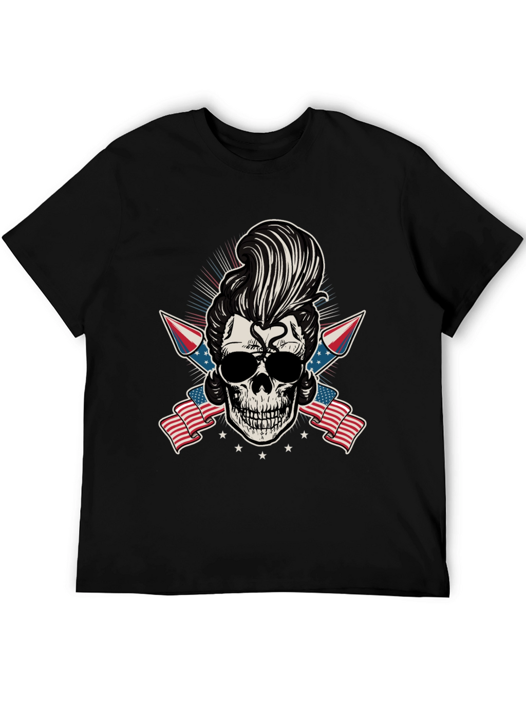 Patriotic Skull T-Shirt: Rockabilly Style
