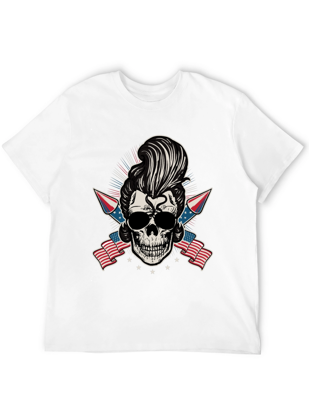 Patriotic Skull T-Shirt: Rockabilly Style