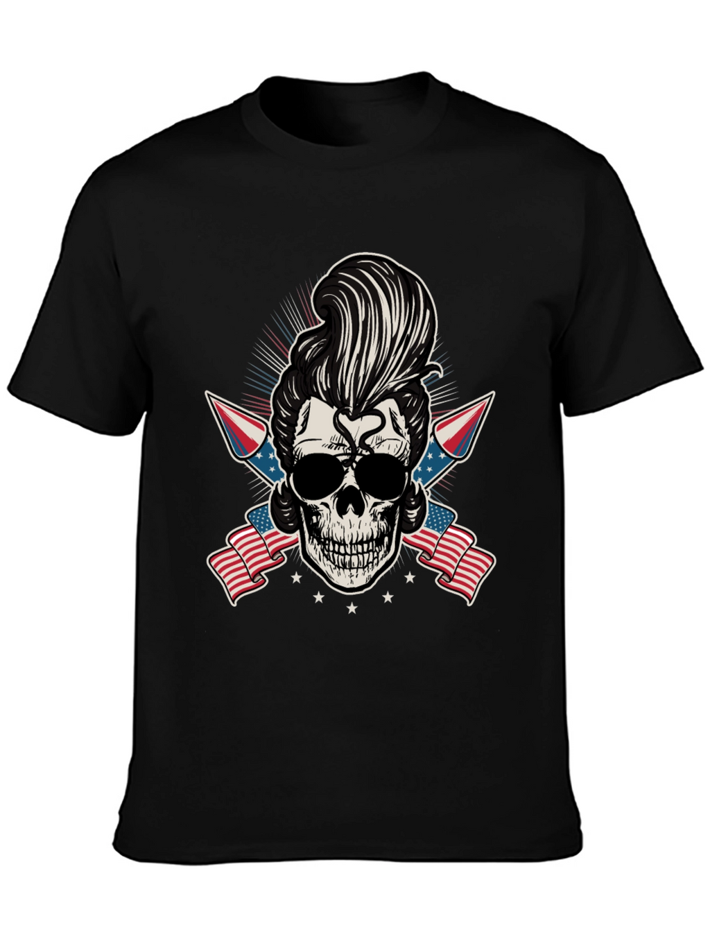 Patriotic Skull T-Shirt: Rockabilly Style