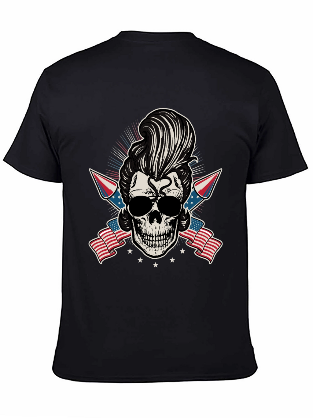 Patriotic Skull T-Shirt: Rockabilly Style