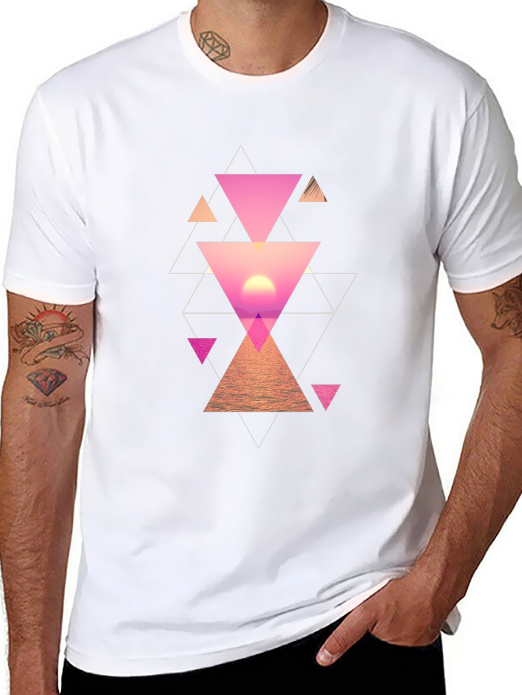 Geometric Sunset Mens Graphic Tee