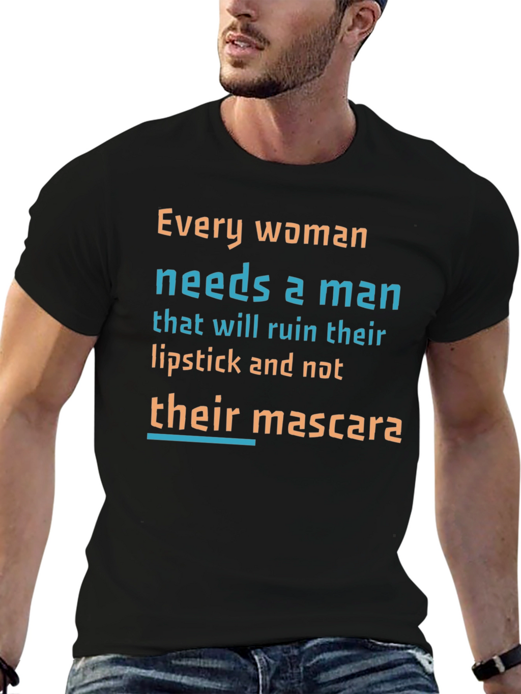 Funny Slogan T-Shirt: Lipstick Not Mascara