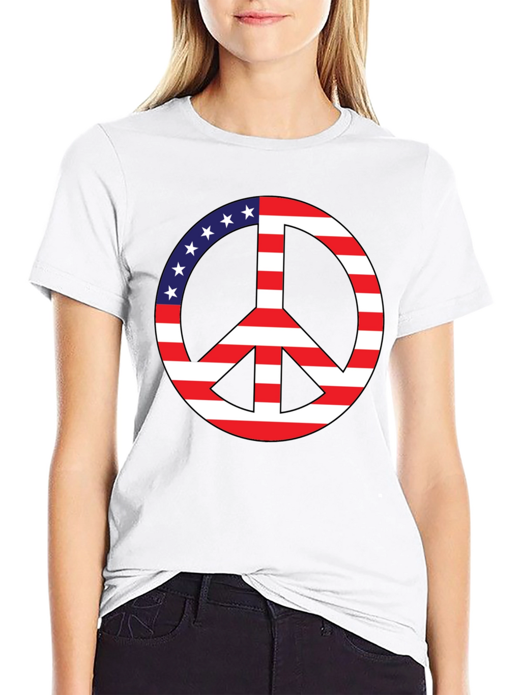 Peace Sign USA Flag Graphic T-Shirt