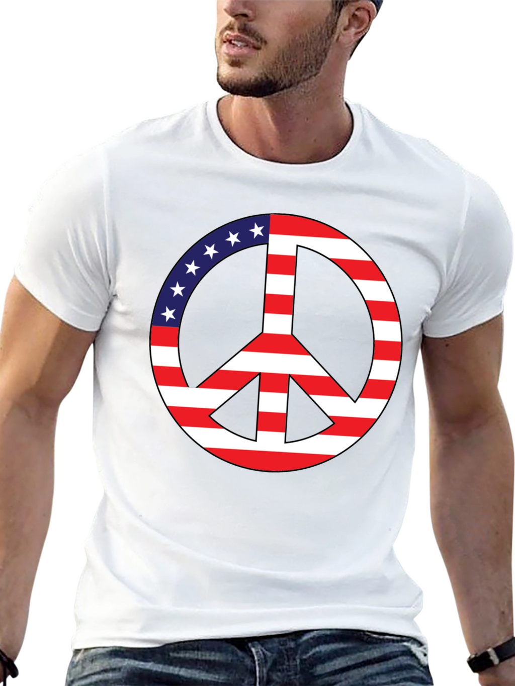 Peace Sign USA Flag Graphic T-Shirt