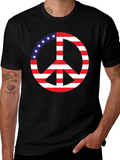 Peace Sign USA Flag Graphic T-Shirt