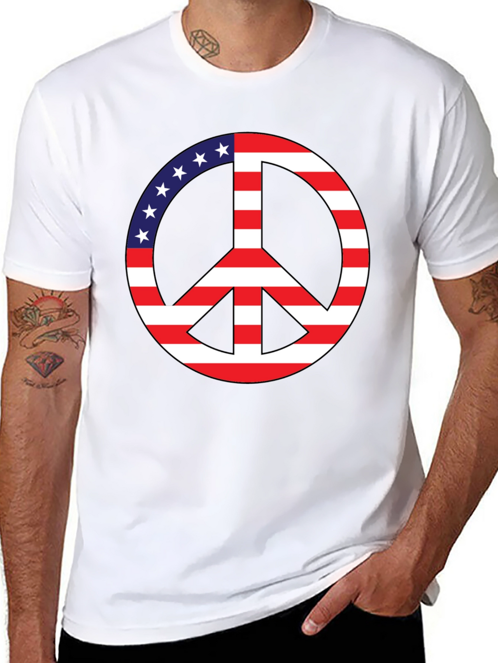 Peace Sign USA Flag Graphic T-Shirt