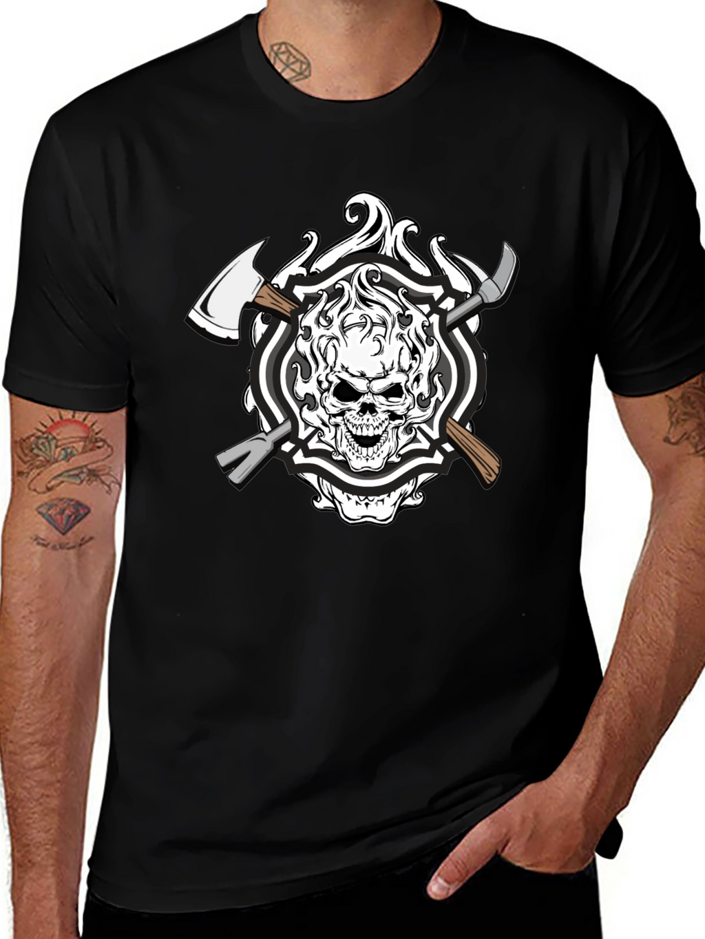 Skull Firefighter Axe T-Shirt