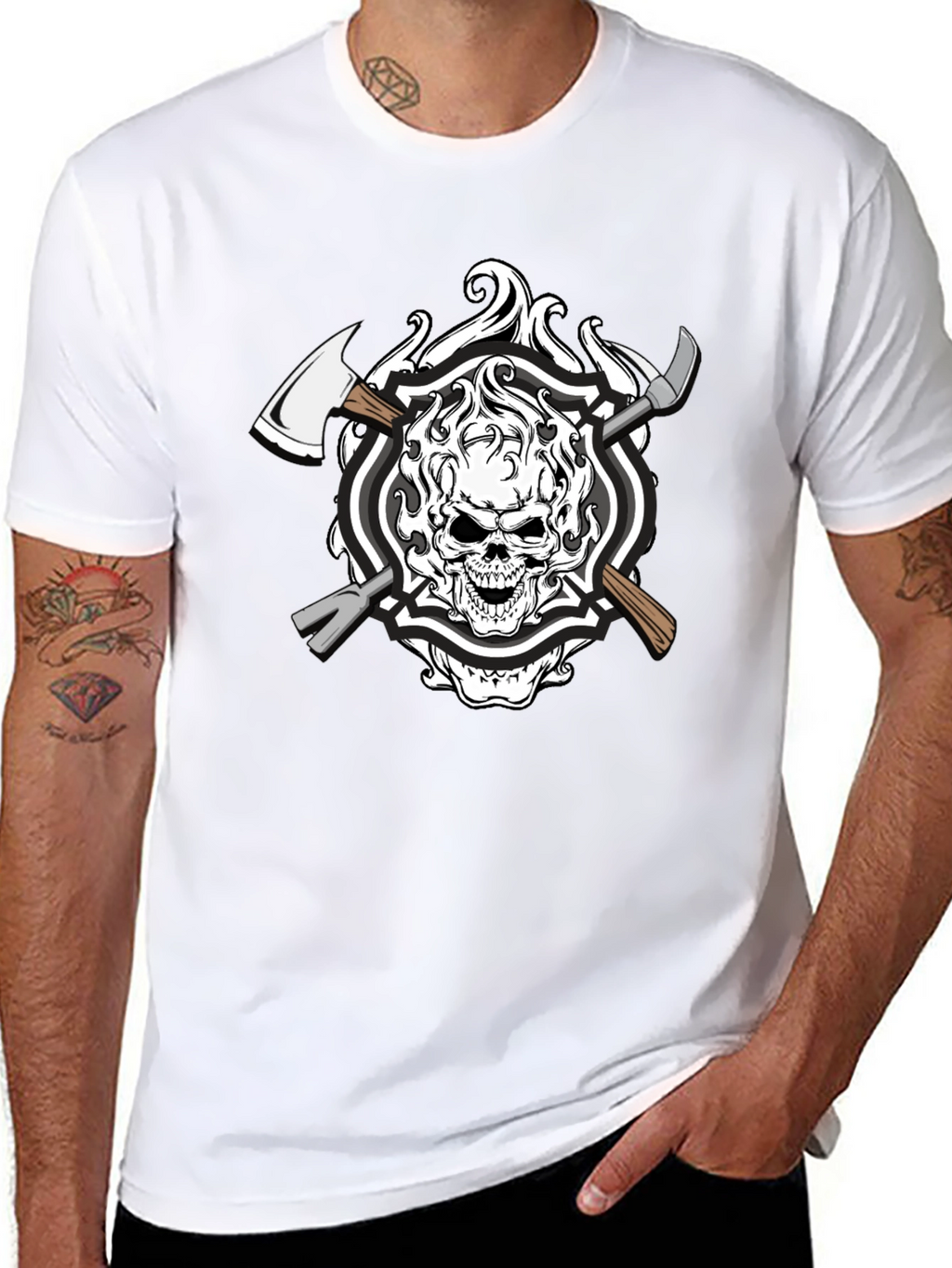 Skull Firefighter Axe T-Shirt