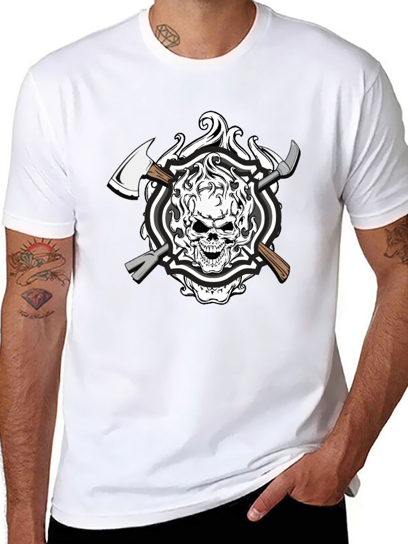 Skull Firefighter Axe T-Shirt