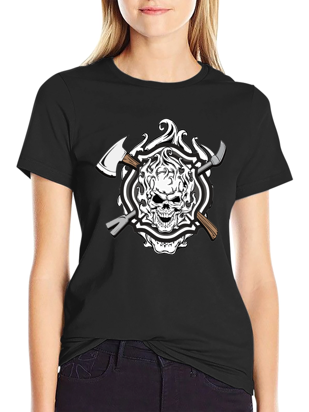Skull Firefighter Axe T-Shirt