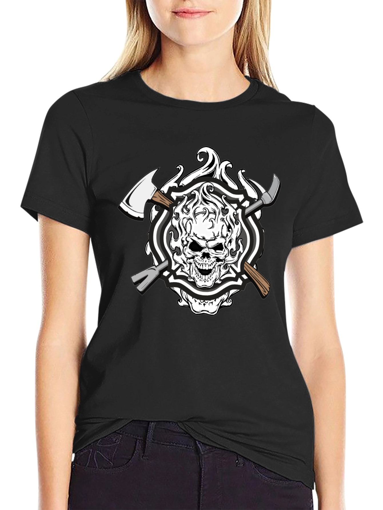 Skull Firefighter Axe T-Shirt