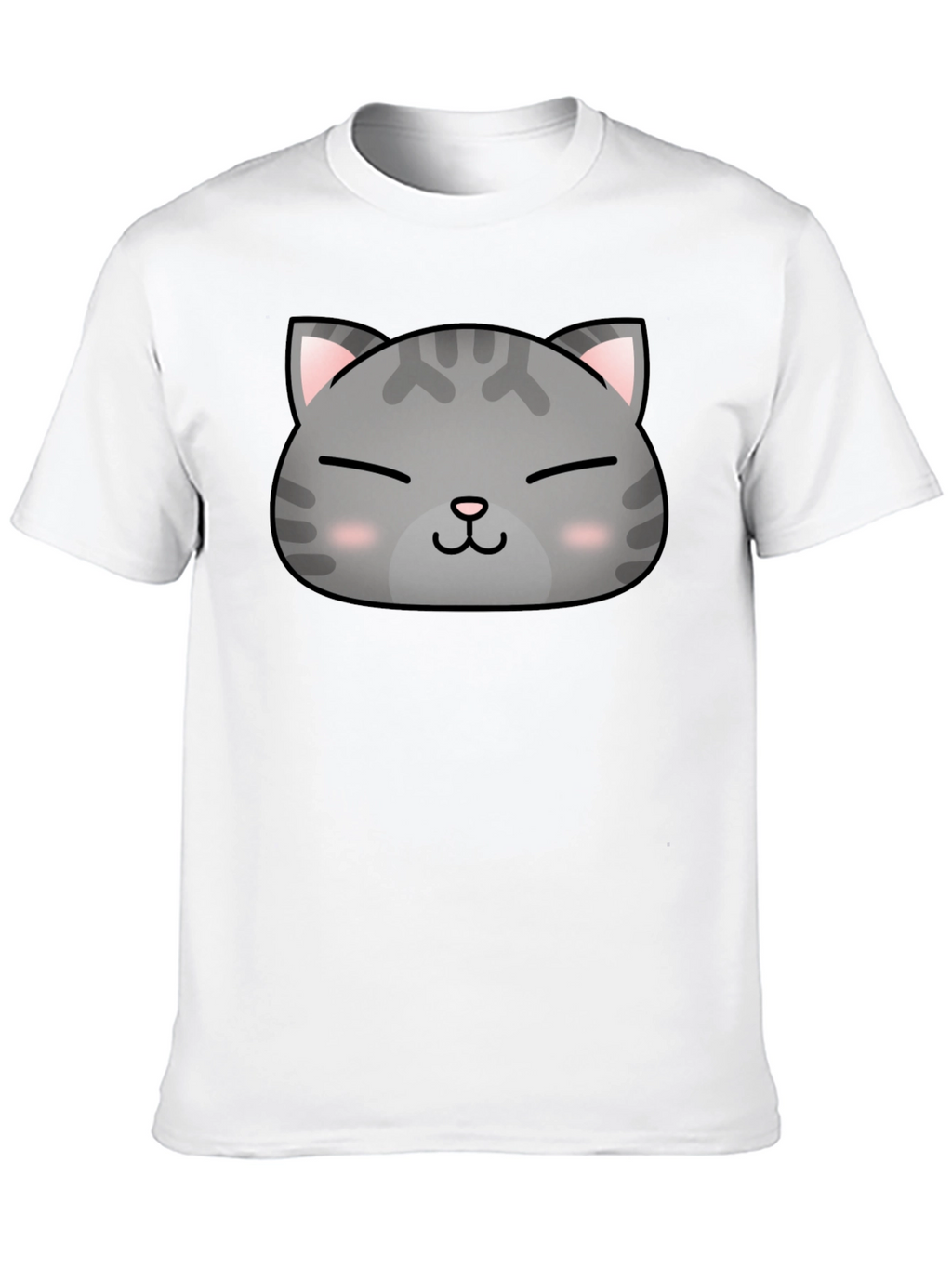 Cute Cat Face Graphic Print Black T-Shirt