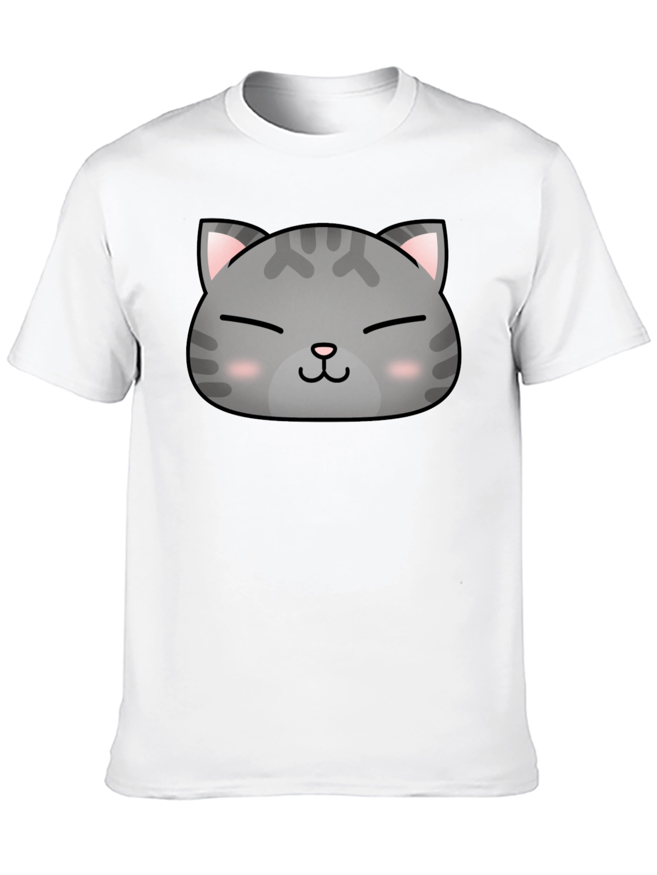 Cute Cat Face Graphic Print Black T-Shirt