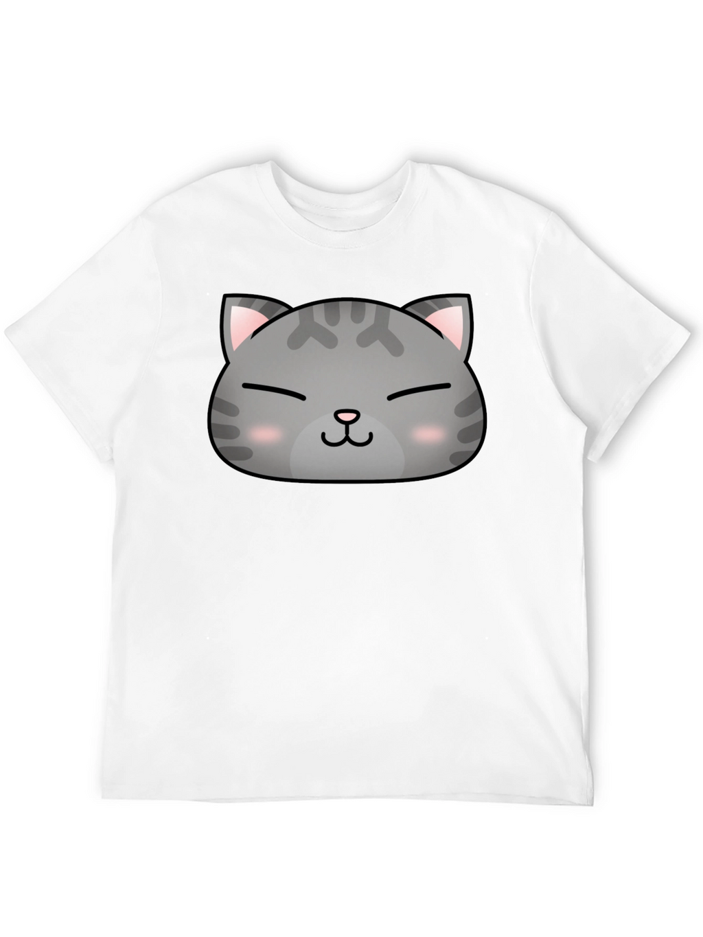 Cute Cat Face Graphic Print Black T-Shirt