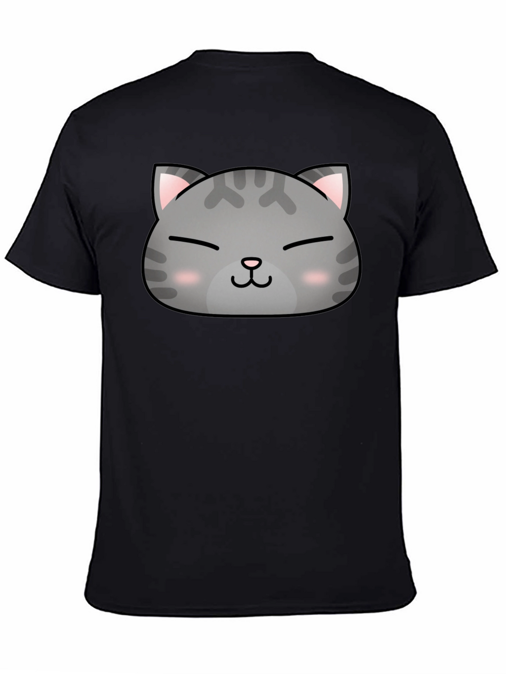 Cute Cat Face Graphic Print Black T-Shirt