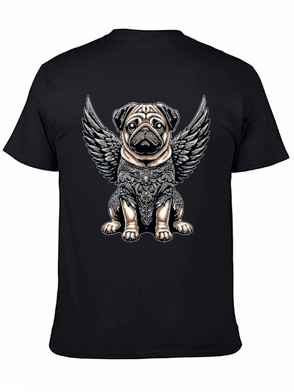 Angel Warrior Pug T-Shirt – Artistic Dog Lover Graphic Tee