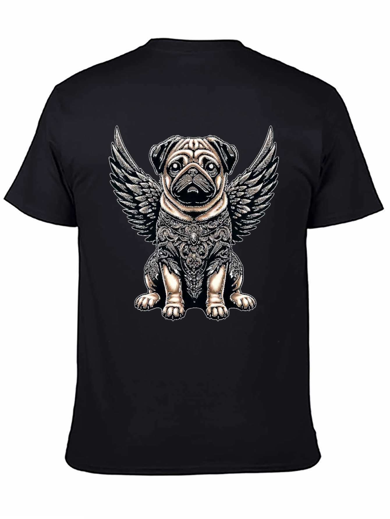 Angel Warrior Pug T-Shirt – Artistic Dog Lover Graphic Tee
